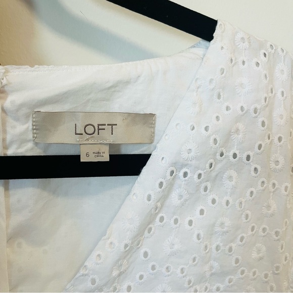 Loft Eyelet Flutter Cuff Shift Dress wedding party size 6 - Picture 7 of 14